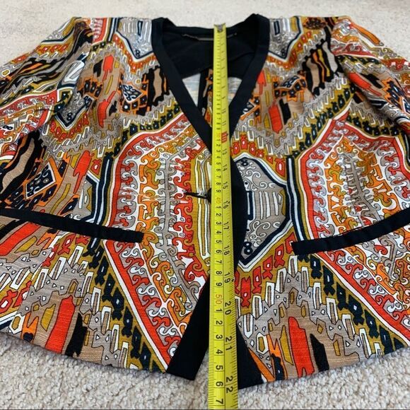 Trina Turk NWOT orange yellow silk blend blazer Sz 4 - Picture 12 of 15